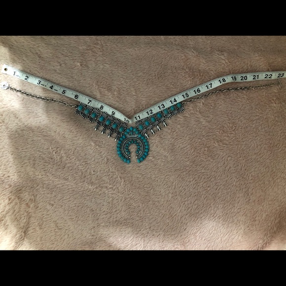 FREE EARRINGS w/ TURQUOISE SQUASH BLOSSOM NECKLACE - Picture 6 of 8